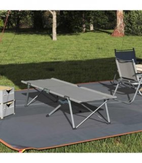 vidaXL Folding Camping Bed Grey 194 x 62.5 x 42.5 cm Oxford and Steel