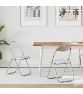 vidaXL Folding Chair 2 pcs White and Grey 48 x 43.5 x 81 cm