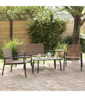 vidaXL Garden Dining Set 4 pcs Brown Poly Rattan