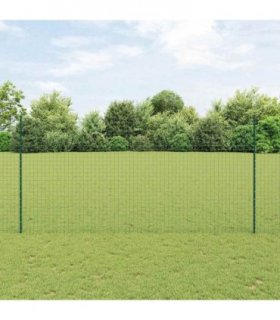 vidaXL Embedded Fence Post 11 pcs Green 200 cm Powder-Coated Steel