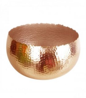 XL Metal Bowl 32 x 20cm Hammered Copper Colour - Curvy Edge