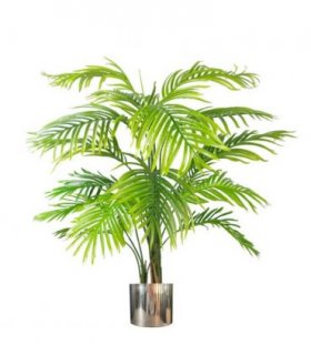 130cm Artificial Areca Palm Tree - Realistic With Silver Metal Planter