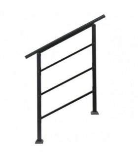 [Same Code：66442124  66442124]Handrails for Outdoor Steps, Wrought Iron Handrail Fits 1 or 3 Steps, Transitional Handrail with Installation Kit, Black