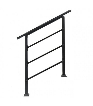 [Same Code：66442124  66442124]Handrails for Outdoor Steps, Wrought Iron Handrail Fits 1 or 3 Steps, Transitional Handrail with Installation Kit, Black