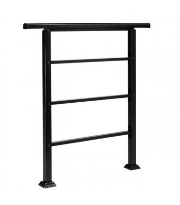 [Same Code：66442124  66442124]Handrails for Outdoor Steps, Wrought Iron Handrail Fits 1 or 3 Steps, Transitional Handrail with Installation Kit, Black