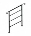[Same Code：52168185  78675783]Handrails for Outdoor Steps, Wrought Iron Handrail Fits 1 or 3 Steps, Transitional Handrail with Installation Kit, Black