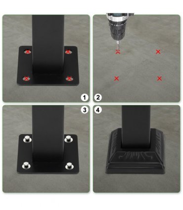 [Same Code：52168185  78675783]Handrails for Outdoor Steps, Wrought Iron Handrail Fits 1 or 3 Steps, Transitional Handrail with Installation Kit, Black