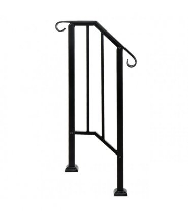 [Same Code：21862947  70638141]Artisasset Matte Black Outdoor 1st Tier Iron Handrail
