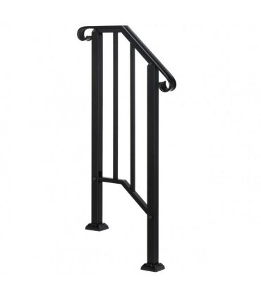 [Same Code：21862947  70638141]Artisasset Matte Black Outdoor 1st Tier Iron Handrail
