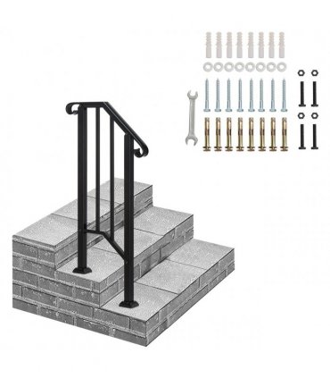 [Same Code：21862947  70638141]Artisasset Matte Black Outdoor 1st Tier Iron Handrail