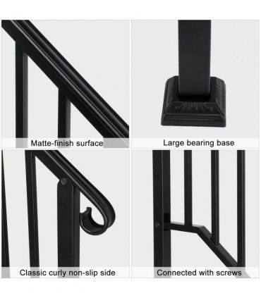 [Same Code：21862947  70638141]Artisasset Matte Black Outdoor 1st Tier Iron Handrail