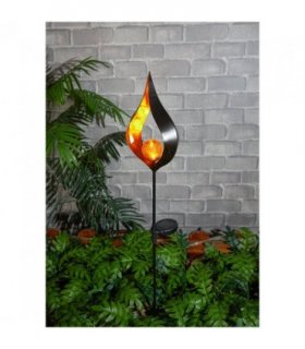 Flame Globe Solar Stake Light