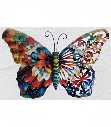 Vibrant Floral Metal Butterfly Wall Art