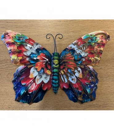 Vibrant Floral Metal Butterfly Wall Art