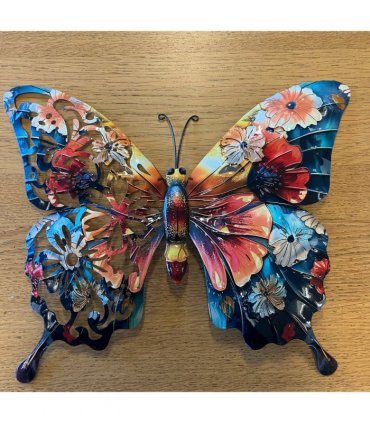 Botanical Print Metal Butterfly Wall Art