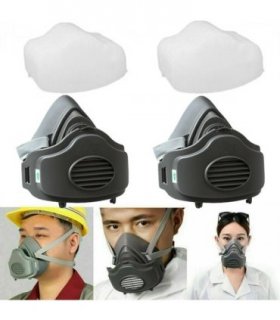 （2Pack）Reusable Half Face Cover Respirator Dust Mask for Woodworking Painting Welding