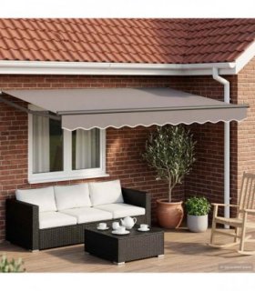 vidaXL Manual Retractable Awning with LEDs 3.5 x 2.5 m