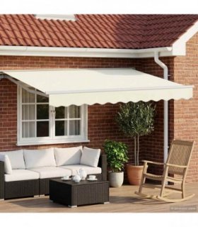 vidaXL Electric Retractable Awning Cream and White 3.5 x 2.5 m