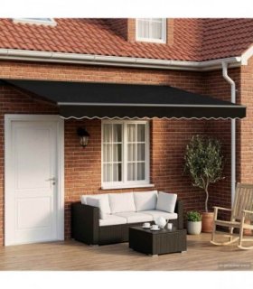 vidaXL Manual Awning Frame with LEDs Black and Anthracite 4 x 3 m