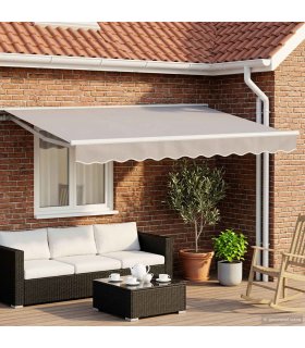 vidaXL Manual Awning Frame with LEDs Light Grey and White 3.5 x 2.5 m