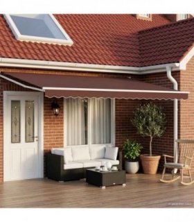 vidaXL Electric Retractable Awning Brown and White 4 x 3 m