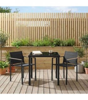 vidaXL Outdoor Furniture Set 3 pcs Black and Anthracite Textilene