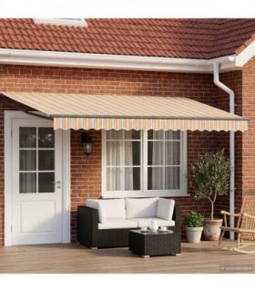 vidaXL Manual Retractable Awning with LEDs 4.5 x 3 m