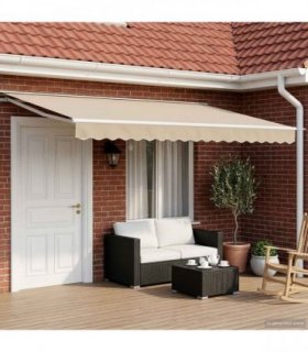 vidaXL Manual Awning Frame with LEDs Beige and White 4 x 3.5 m