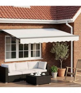 vidaXL Manual Awning Frame with LEDs White and Anthracite 3.5 x 2.5 m