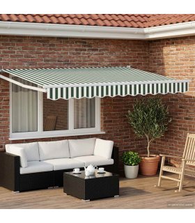 vidaXL Electric Retractable Awning Green and White 3 x 2.5 m