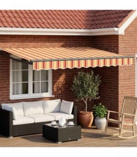 vidaXL Manual Retractable Awning with LEDs Multicolour 3.5 x 2.5 m