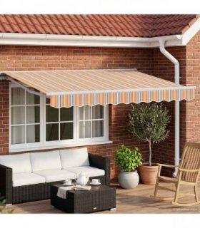 vidaXL Manual Awning Frame with LEDs 3.5 x 2.5 m