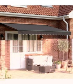 vidaXL Manual Awning Frame with LEDs Anthracite 4 x 2 m