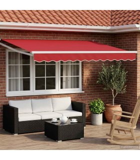 vidaXL Manual Retractable Awning with LEDs Red and White 3.5 x 2.5 m