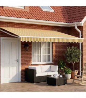 vidaXL Manual Retractable Awning with LEDs 4.5 x 3 m