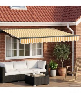 vidaXL Manual Awning Frame with LEDs 3 x 2 m Polyester with PU coating