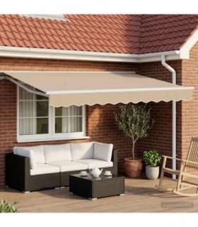 vidaXL Electric Retractable Awning Beige and White 3.5 x 2.5 m