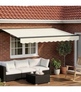 vidaXL Manual Awning Frame with LEDs Cream and Anthracite 3.5 x 2 m