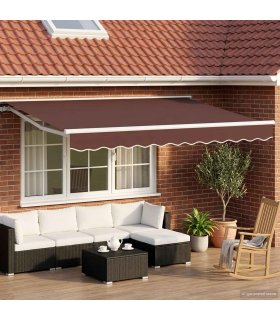 vidaXL Manual Awning Frame with LEDs Brown and White 3 x 2.5 m