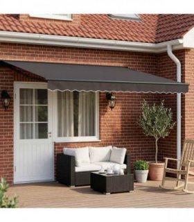 vidaXL Manual Awning Frame with LEDs Anthracite 4 x 3 m