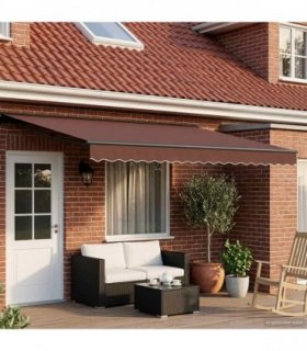 vidaXL Manual Awning Frame with LEDs Brown and Anthracite 5 x 3 m