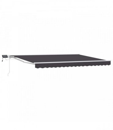 vidaXL Manual Awning Frame with LEDs White and Anthracite 4 x 2 m