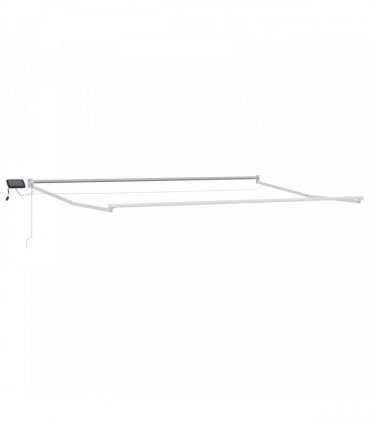 vidaXL Manual Retractable Awning with LEDs Blue and White 5 x 3 m