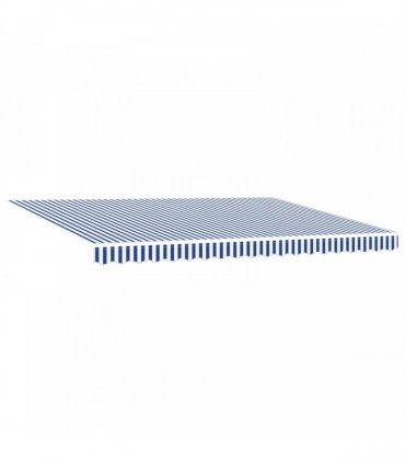 vidaXL Manual Retractable Awning with LEDs Blue and White 5 x 3 m