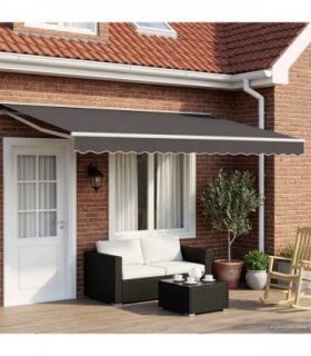 vidaXL Manual Awning Frame with LEDs 5 x 3 m Polyester with PU coating