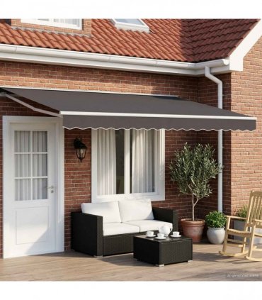 vidaXL Manual Awning Frame with LEDs 5 x 3 m Polyester with PU coating
