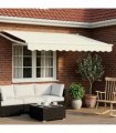 vidaXL Manual Retractable Awning with LEDs Cream and White 3 x 2 m