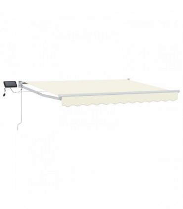 vidaXL Manual Retractable Awning with LEDs Cream and White 3 x 2 m