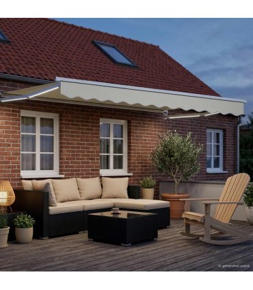 vidaXL Manual Retractable Awning with LEDs Cream and White 3 x 2 m
