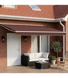 vidaXL Manual Awning Frame with LEDs Brown and White 4 x 3.5 m